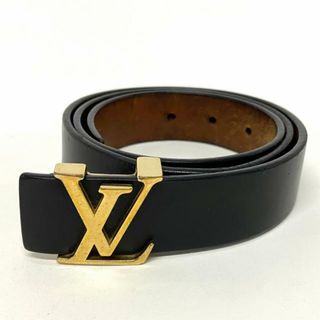 LOUIS VUITTON - LOUIS VUITTON(ルイヴィトン) ベルト メンズレザー サンチュールイニシアルベルト ゴールド金具 M6900 黒 レザー×金属素材