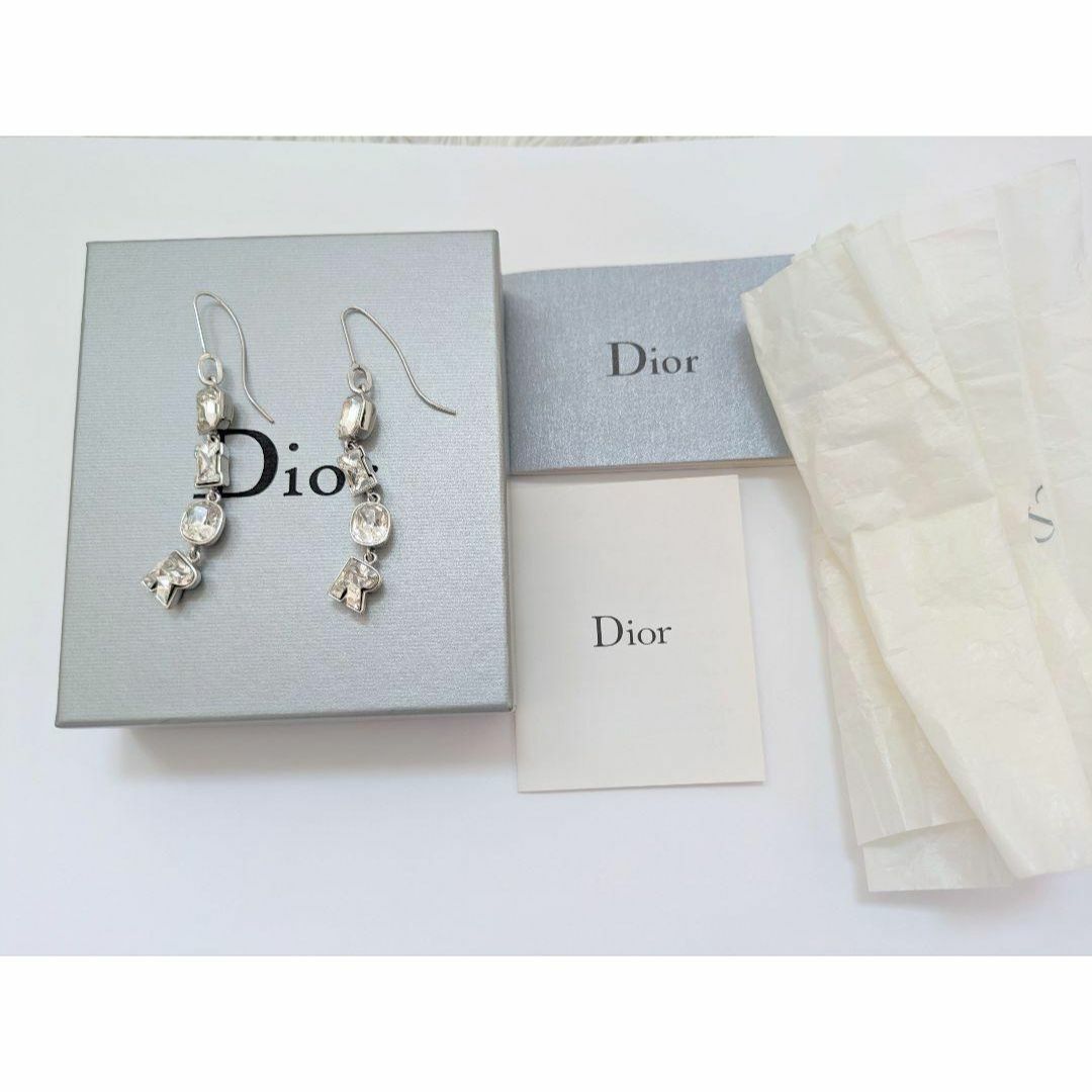 Christian Dior(クリスチャンディオール)の美品✨ディオール ピアス ビジュー diorモチーフ クリスタル シルバーアクセ レディースのアクセサリー(ピアス)の商品写真