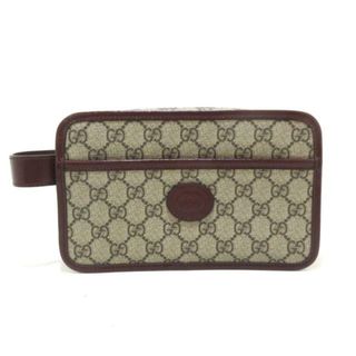 グッチ(Gucci)のGUCCI(グッチ) セカンドバッグ美品  GGスプリーム,インターロッキングG 625764 ブラウン×ボルドー PVC(塩化ビニール)×レザー(セカンドバッグ/クラッチバッグ)