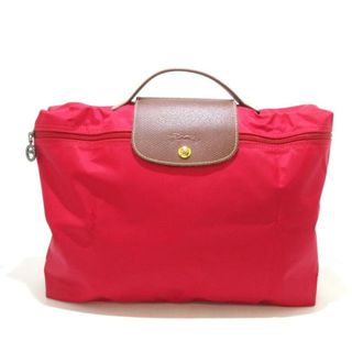 ロンシャン(LONGCHAMP)のLONGCHAMP(ロンシャン) ハンドバッグ美品  ル・プリアージュ ダークグレー×ブラウン 折り畳み ナイロン×レザー(ハンドバッグ)