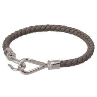 エルメス(Hermes)のエルメス/HERMES ブレスレット メンズ JUMBO H PALLADIUM PLATED BRASS SWIFT CALF LEATHER BRACELET レザーブレスレット ETAIN (8F) H077241FP(ブレスレット)