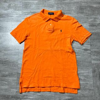 美品 ポロバイラルフローレン オレンジ ポニー刺繍ロゴ 鹿の子ポロシャツ 半袖(ポロシャツ)