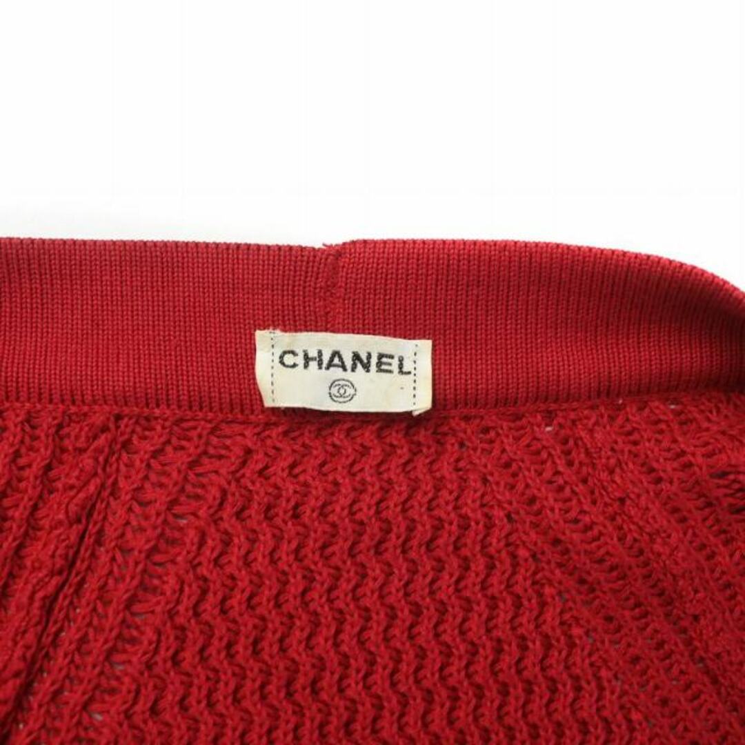 CHANEL(シャネル)のシャネル ヴィンテージ ニット カーディガン ココマーク 金ボタン 0 赤 レディースのトップス(アンサンブル)の商品写真