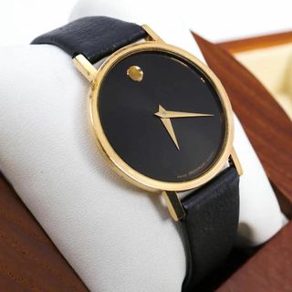 モバード(MOVADO)の◆希少 稼働 Movad 腕時計 レザーベルト 新品電池 ボーイズ f(腕時計(アナログ))