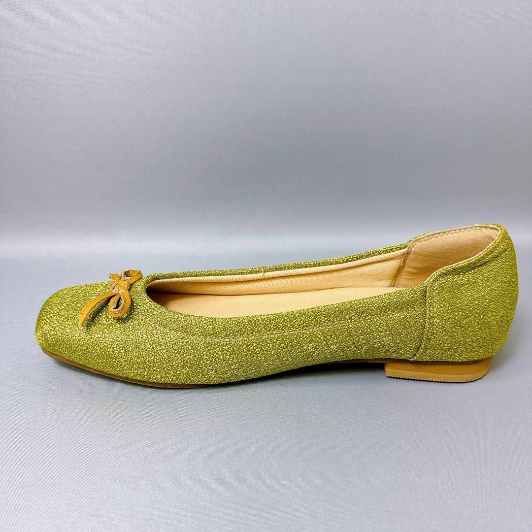 Charkies チャーキーズ　フラットパンプス　リボン　黄緑　24cm レディースの靴/シューズ(バレエシューズ)の商品写真