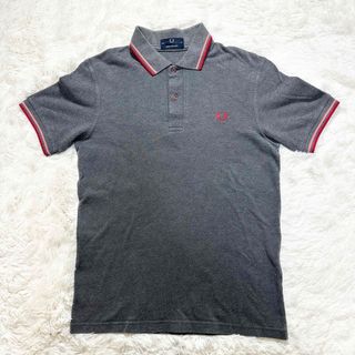 【英国製】FRED PERRY ポロシャツ　グレー　リンガーネック　サイズ36(ポロシャツ)