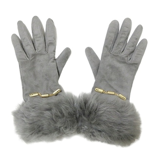 エスカーダ(ESCADA)のエスカーダ 美品レザー ファー 手袋 グローブ スエード グレー IBO53 (手袋)
