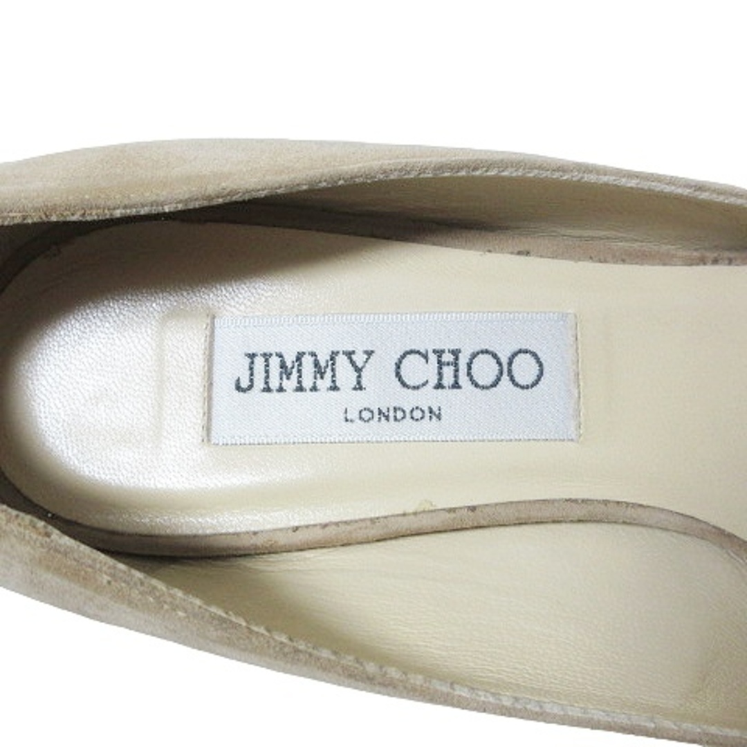 JIMMY CHOO(ジミーチュウ)のジミーチュウ オープントゥ スウェード パンプス ヒール ベージュ IBO53 レディースの靴/シューズ(ハイヒール/パンプス)の商品写真