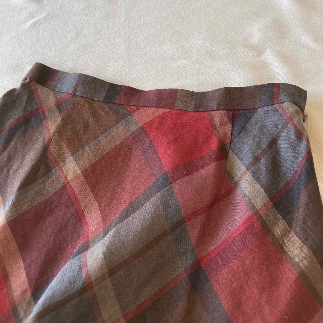 BURBERRY(バーバリー)のビンテージ バーバリー ビッグ ノバチェック リネン フレア ロング スカート レディースのスカート(ロングスカート)の商品写真