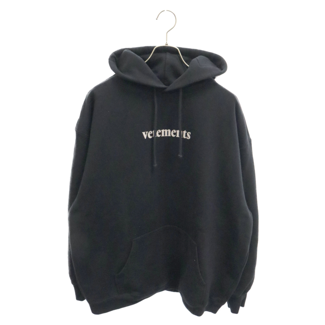 VETEMENTS ヴェトモン 20SS Logo Hoodie フードデリバリーラベル ロゴプリントプル オーバースウェットパーカー フーディ ブラック SS20TR311 メンズのトップス(パーカー)の商品写真