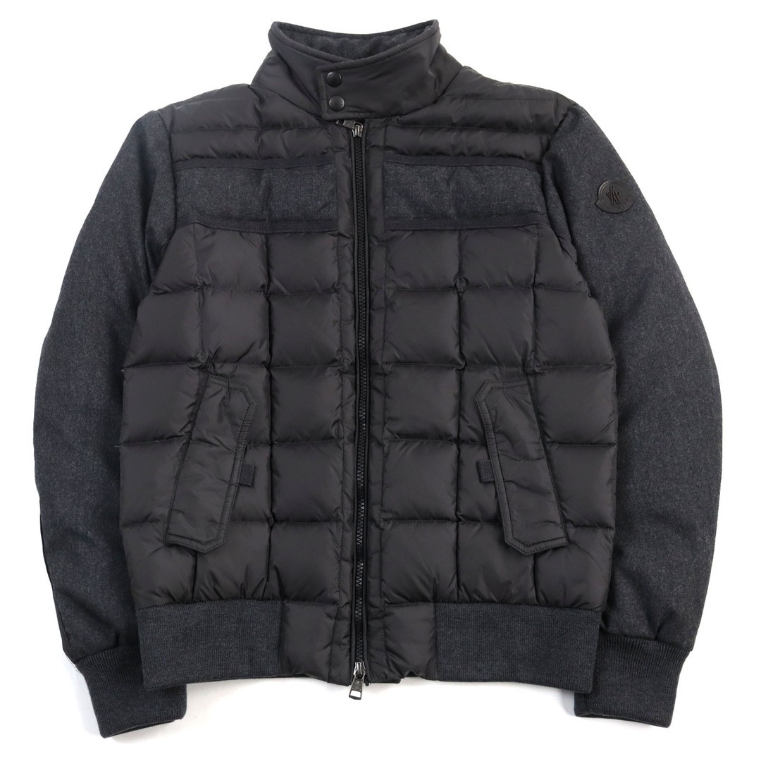 MONCLER - 極美品○MONCLER モンクレール C20914030885 53227 ARAMIS GIUBBOTTO ロゴワッペン付き スタンドカラー ウール切替 ダブルジップ ダウンジャケット グレー 0 メンズ