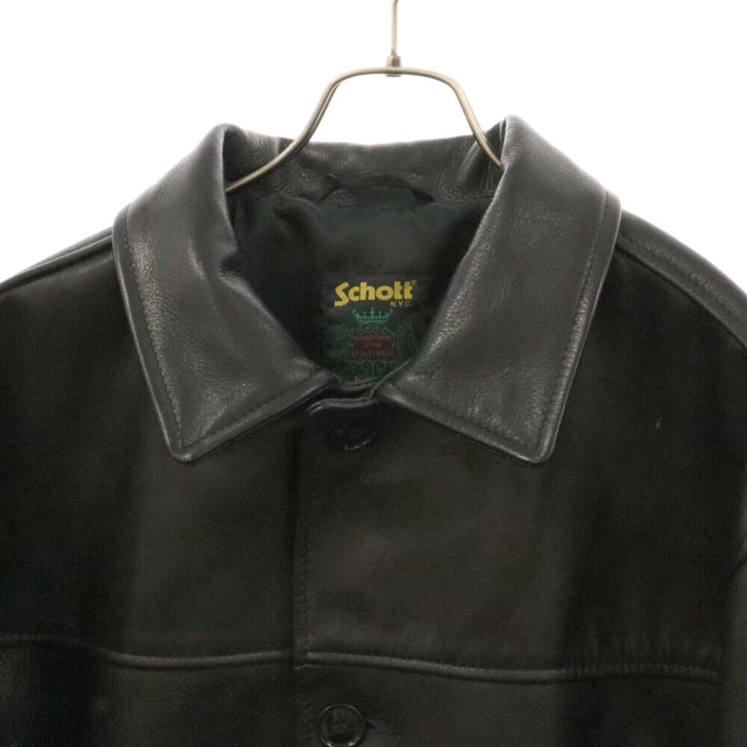 Supreme(シュプリーム)のSUPREME シュプリーム 23AW ×Schott Leather Car Coat J121F3 ショット レザーコート ジャケット ブラック メンズのジャケット/アウター(フライトジャケット)の商品写真