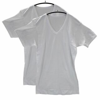 SI1427◇ 新品 訳あり メンズ シャツ 2P 半袖 V首 LLサイズ 白(Tシャツ/カットソー(半袖/袖なし))
