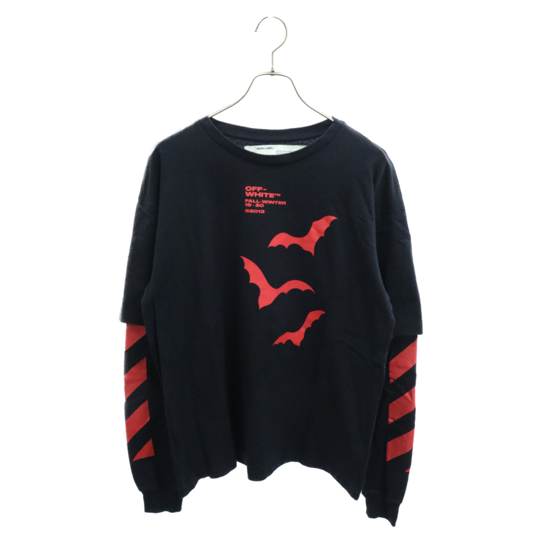 OFF-WHITE(オフホワイト)のOFF-WHITE オフホワイト 19AW DIAG BATS DOUBLE SLEEVE TEE OMAB022E19185007 ダブルスリーブ プリント長袖Tシャツ カットソー ブラック メンズのトップス(Tシャツ/カットソー(七分/長袖))の商品写真