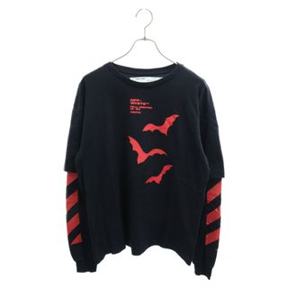 オフホワイト(OFF-WHITE)のOFF-WHITE オフホワイト 19AW DIAG BATS DOUBLE SLEEVE TEE OMAB022E19185007 ダブルスリーブ プリント長袖Tシャツ カットソー ブラック(Tシャツ/カットソー(七分/長袖))