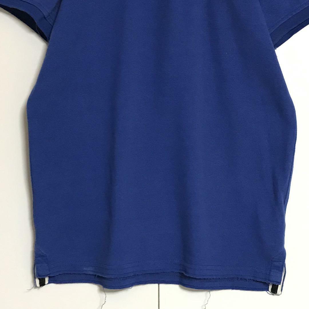 【裾カットオフ】アバクロンビー＆フィッチ　ロゴ入りポロシャツ　ブルー　H902 メンズのトップス(ポロシャツ)の商品写真
