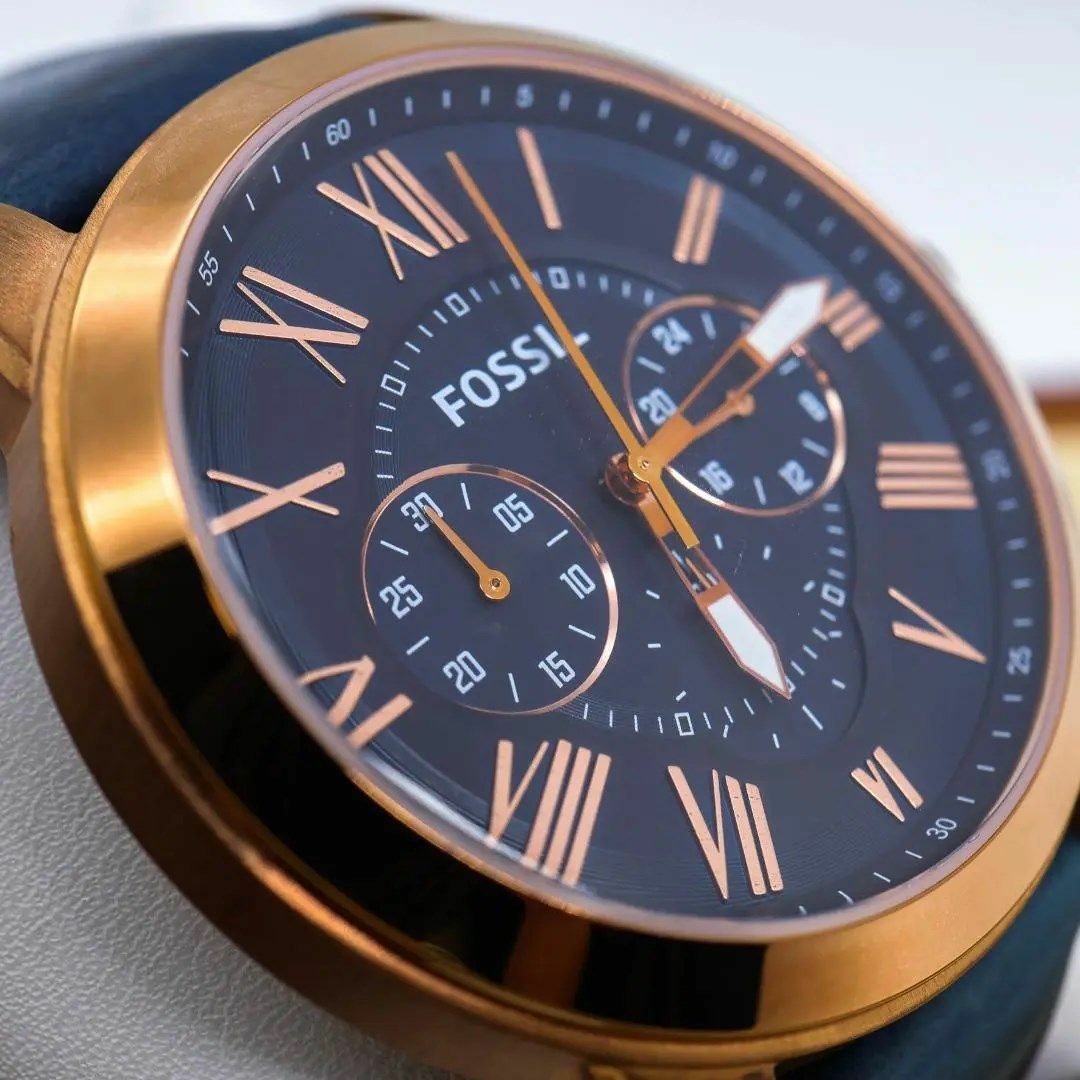 FOSSIL(フォッシル)の◆稼働 FOSSIL 腕時計 クロノグラフ デイト レザーベルト 新品電池 d メンズの時計(腕時計(アナログ))の商品写真
