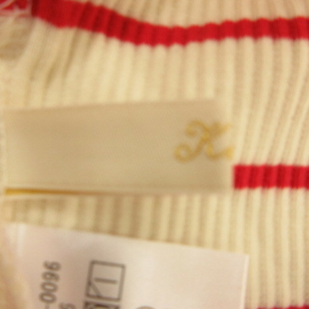 Khaju(カージュ)のカージュ Khaju カットソー 半袖 Vネック ボーダー オフホワイト  レディースのトップス(カットソー(半袖/袖なし))の商品写真
