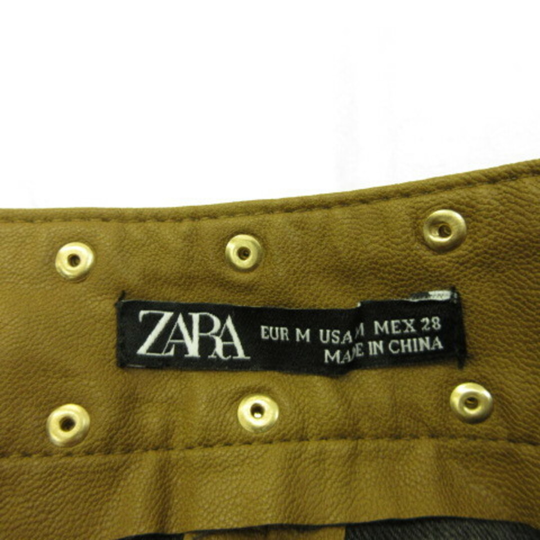 ZARA(ザラ)のザラ ZARA ひざ丈スカート フェイクレザー 茶 M *A142 レディースのスカート(ひざ丈スカート)の商品写真