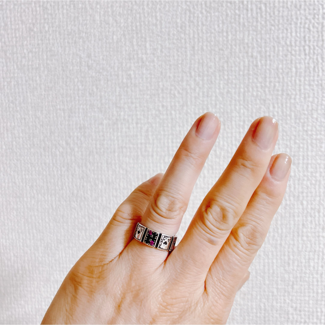 シルバーリング 925 銀 トランプ エース アンティーク調 韓国 指輪 T9 メンズのアクセサリー(リング(指輪))の商品写真