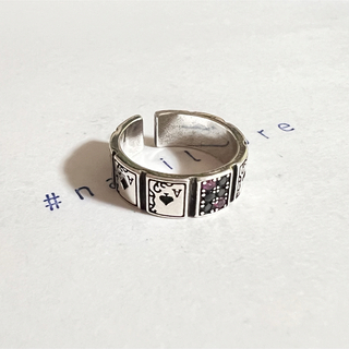 シルバーリング 925 銀 トランプ エース アンティーク調 韓国 指輪 T9(リング(指輪))