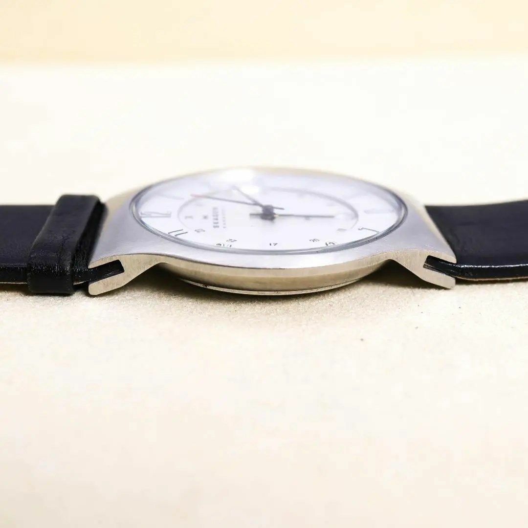 SKAGEN(スカーゲン)の◆稼働 SKAGEN 腕時計 デイト レザーベルト メンズ 新品電池 c メンズの時計(腕時計(アナログ))の商品写真