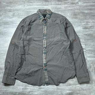 GUESS ゲス　ストライプ　チェック　切替　シャツ　デザインシャツ　XL