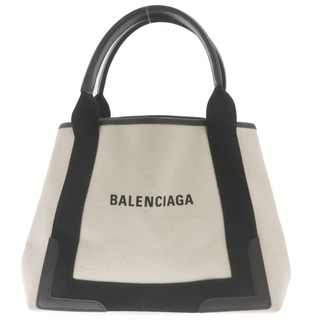 Balenciaga - BALENCIAGA バレンシアガ NAVY CABAS S ネイビーカバス トートバッグ ハンドバッグ ホワイト/ブラック 339933 1081