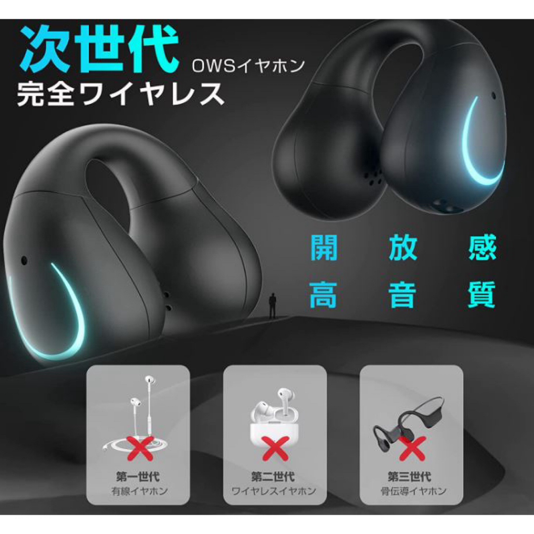 ♪OWSイヤホン 空気伝導イヤホン ワイヤレスイヤホン bluetooth5.3 スマホ/家電/カメラのオーディオ機器(ヘッドフォン/イヤフォン)の商品写真