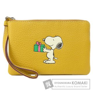 コーチ(COACH)のCOACH CF215 スヌーピーコラボ ロゴ金具 アクセサリーポーチ レザー レディース(ポーチ)