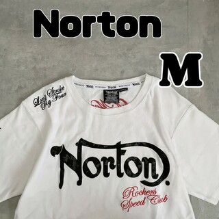ノートン(Norton)のノートン　プリント　半袖　Tシャツ　白　Mサイズ　刺繍　イングランド(Tシャツ/カットソー(半袖/袖なし))
