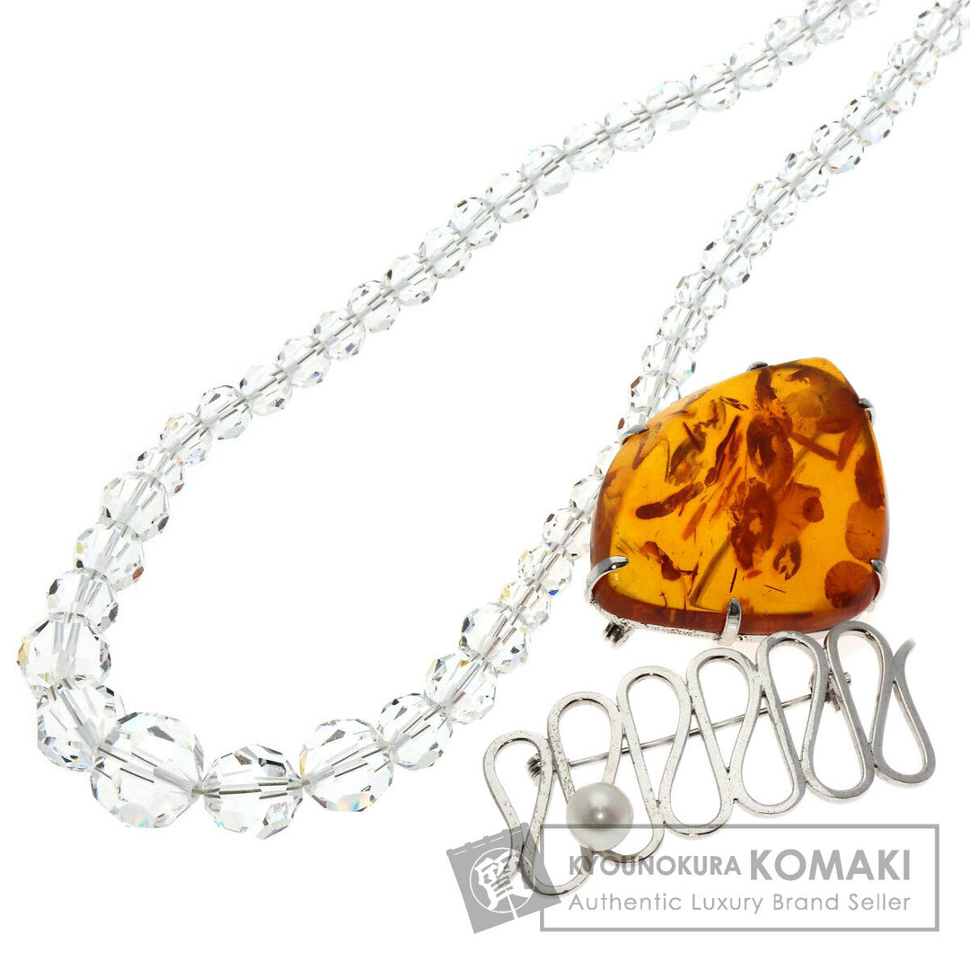 SELECT JEWELRY 水晶 コハク 琥珀 ネックレス ブローチ 3点セット ネックレス レディース レディースのアクセサリー(ネックレス)の商品写真