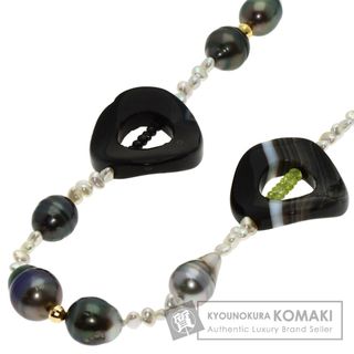 SELECT JEWELRY 淡水パール ブラックパール 真珠 アゲート カラーストーン ネックレス SV K18 レディース(ネックレス)