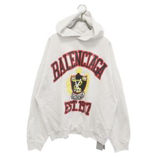 バレンシアガ(Balenciaga)のBALENCIAGA バレンシアガ 23AW DIY COLLEGE HOODIE カレッジロゴ ダメージ加工 スウェット プルオーバーパーカー ホワイト 744463 TOVK2(パーカー)