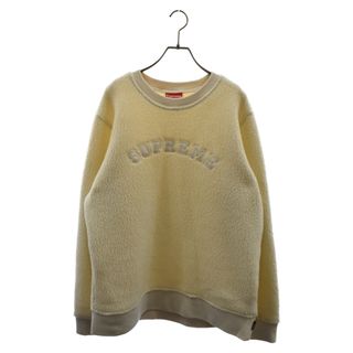 SUPREME シュプリーム 17AW Polartec Deep Pile Crewneck ポーラーテック フロントアーチロゴ刺繍ボアトレーナー ホワイト パイル