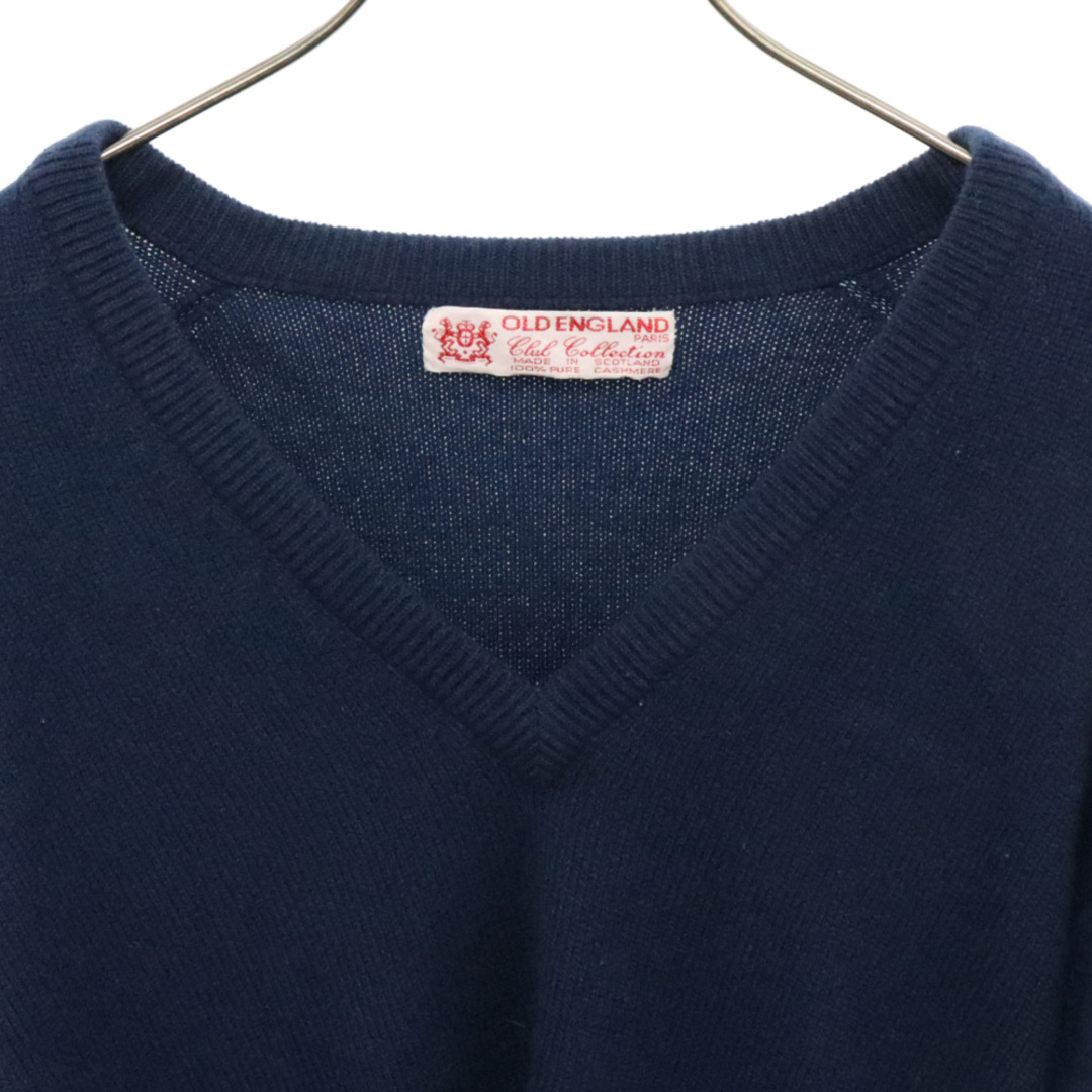 OLD ENGLAND(オールドイングランド)のOLD ENGLAND オールドイングランド VINTAGE Cashmere V Neck Knit Sweater カシミア Vネックニットセーター ヴィンテージ ネイビー メンズのトップス(ニット/セーター)の商品写真