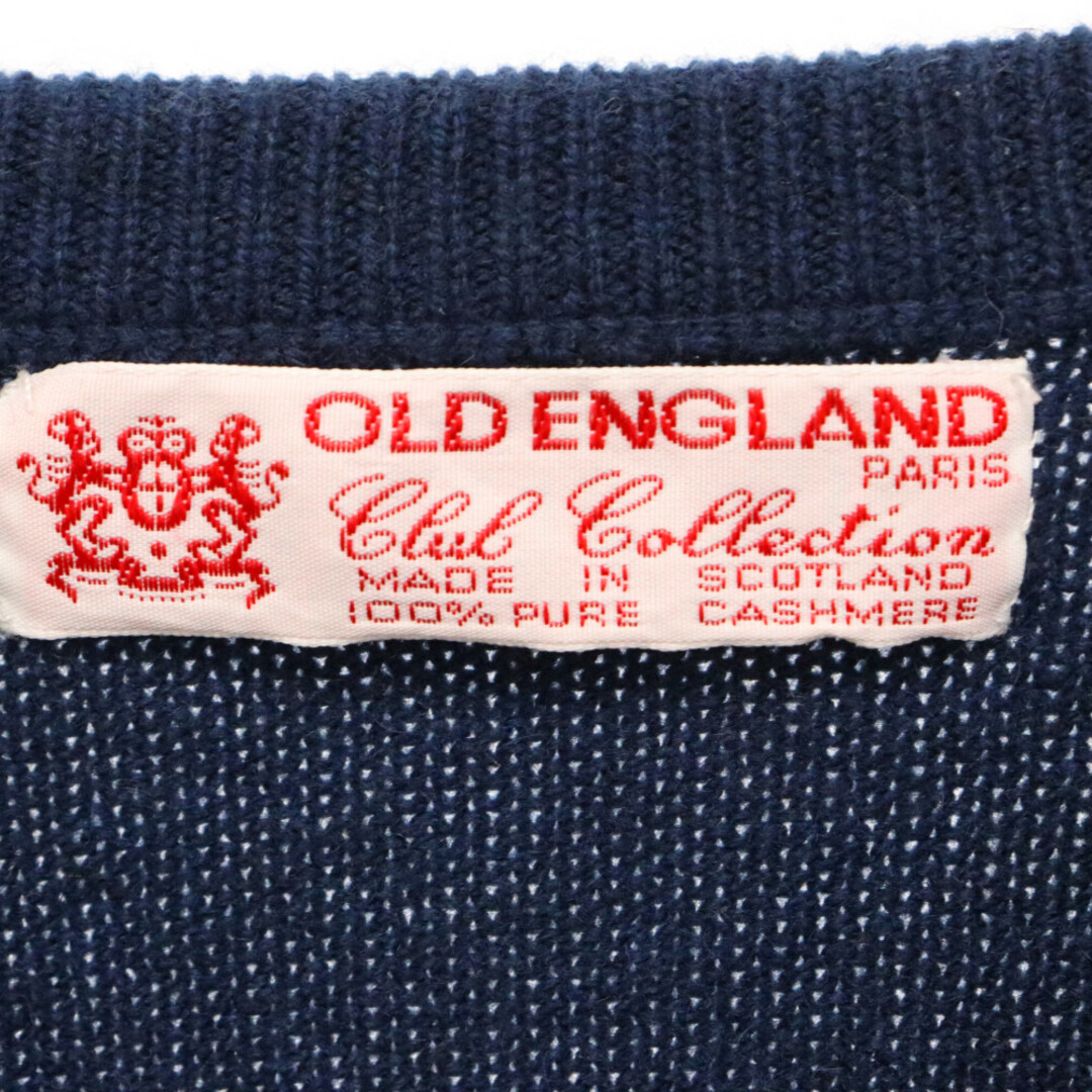 OLD ENGLAND(オールドイングランド)のOLD ENGLAND オールドイングランド VINTAGE Cashmere V Neck Knit Sweater カシミア Vネックニットセーター ヴィンテージ ネイビー メンズのトップス(ニット/セーター)の商品写真