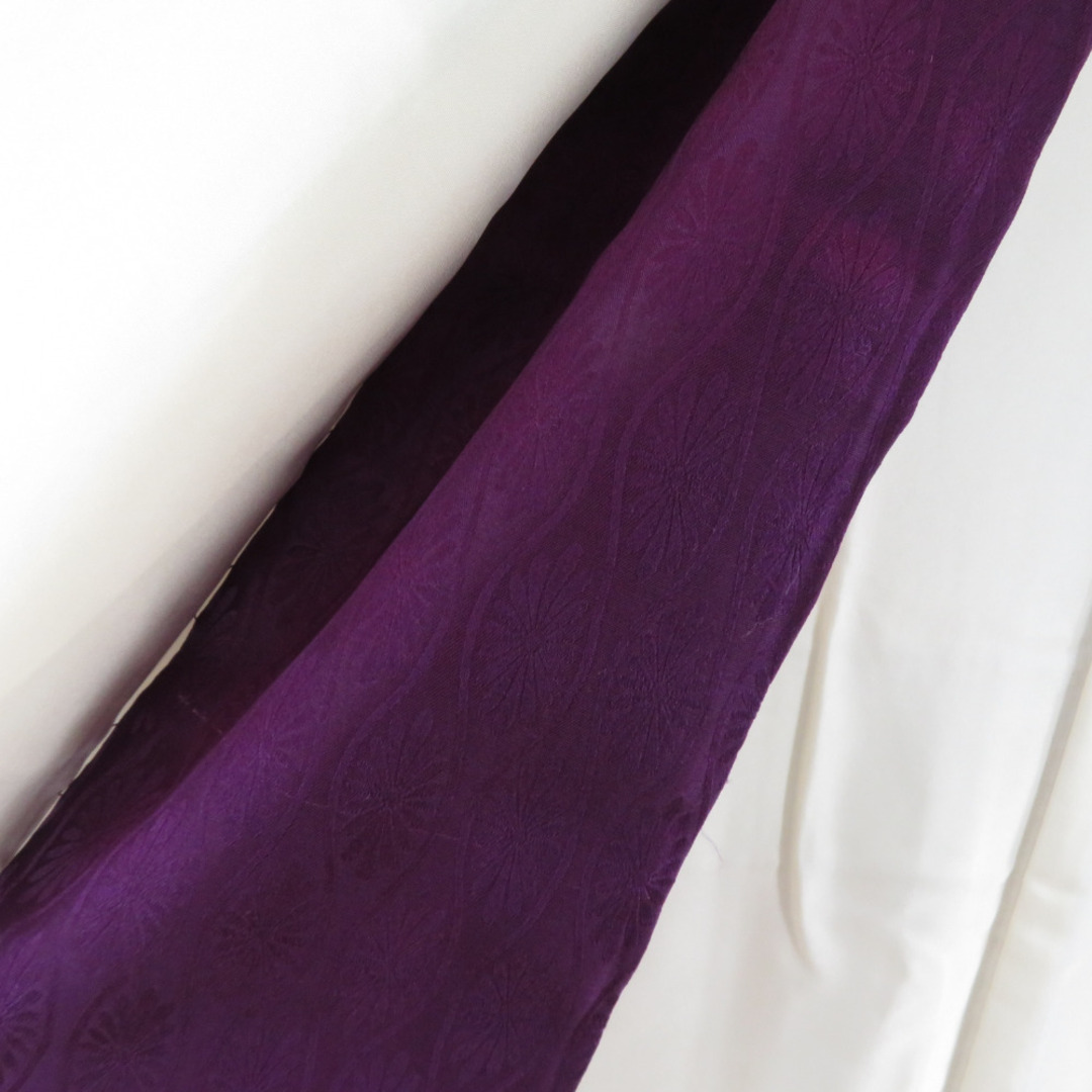 訪問着 箔 刺繍 雲取り文様 紫染 薄紫色 袷 広衿 正絹 紋なし 伊達衿付 セミフォーマル 仕立て上がり着物 身丈158cm レディースの水着/浴衣(着物)の商品写真