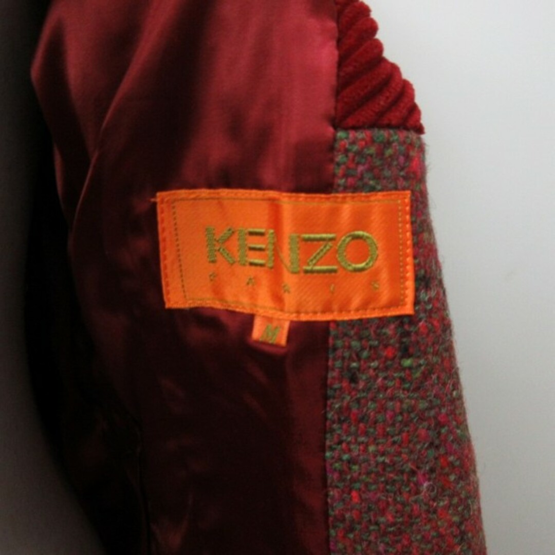 KENZO(ケンゾー)のケンゾー KENZO ウールツイードジャケット ブレザー コーデュロイ 赤系 M レディースのジャケット/アウター(テーラードジャケット)の商品写真