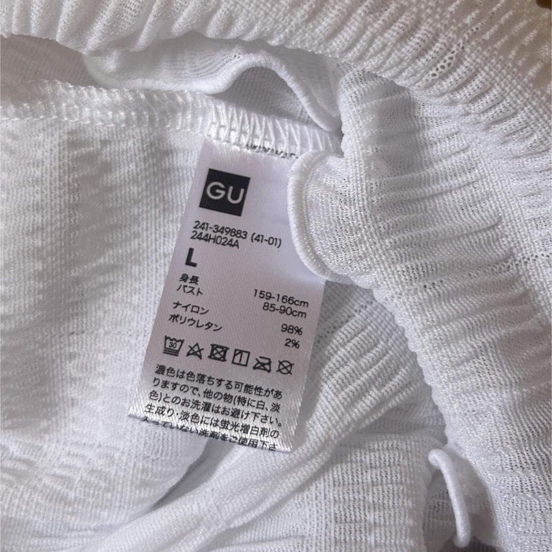 GU(ジーユー)の【新品、未使用】　GU ジーユー　シアーシャーリングT  Lサイズ　ホワイト レディースのトップス(Tシャツ(長袖/七分))の商品写真