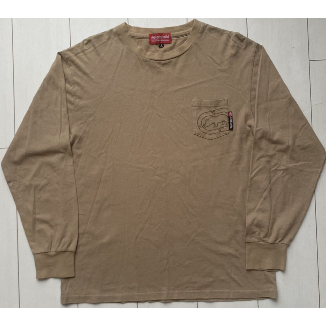 ECKO UNLTD(エコーアンリミテッド)の美品 90s VINTAGE ECKO エコー カーキ ポケット ロンT XL メンズのトップス(Tシャツ/カットソー(七分/長袖))の商品写真