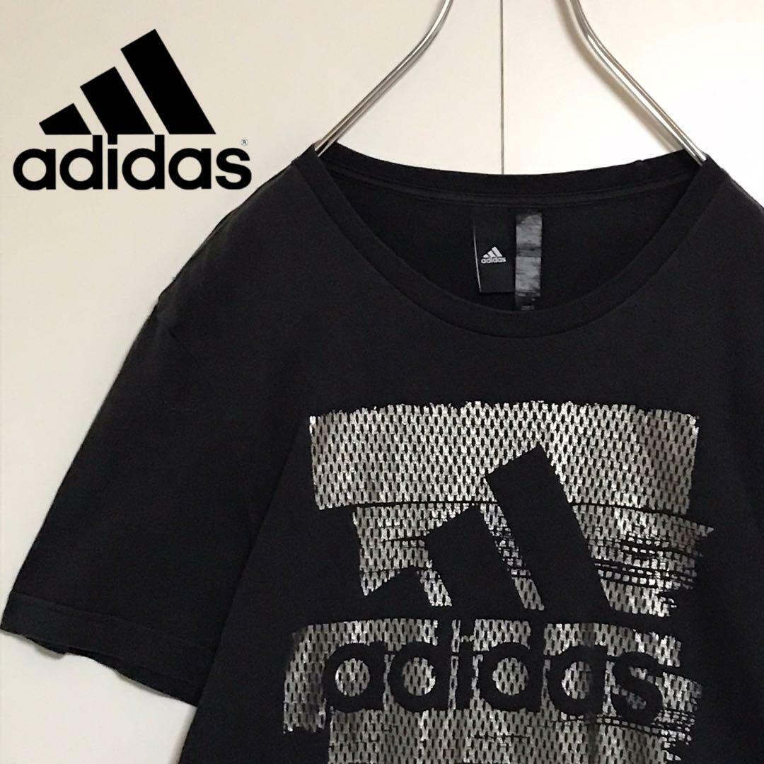 adidas(アディダス)の【メタルプリント】アディダス　センターロゴ入りTシャツ ブラック　H893 メンズのトップス(Tシャツ/カットソー(半袖/袖なし))の商品写真