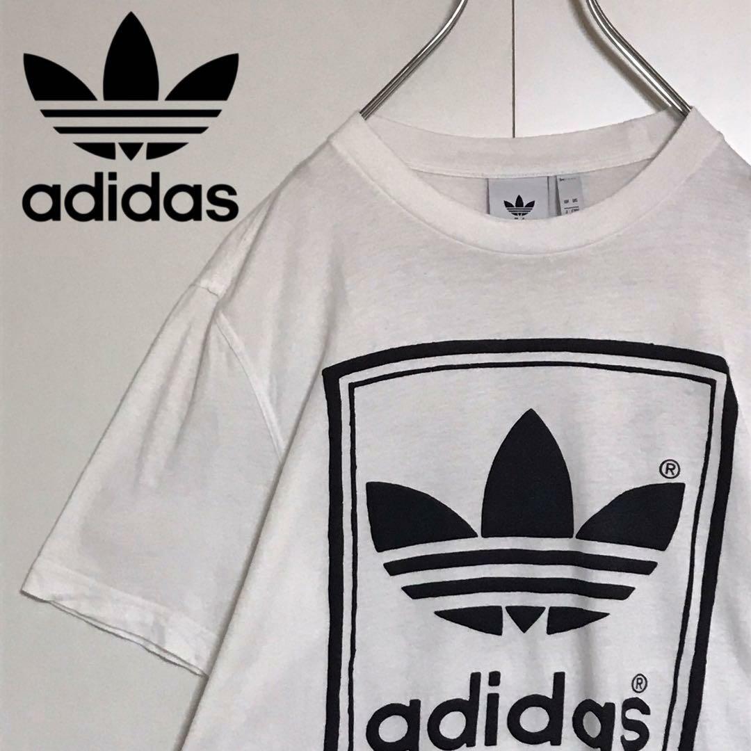 adidas(アディダス)の【両面プリント】アディダス　ロゴ入りTシャツ 人気ホワイト　Ｌサイズ　H891 メンズのトップス(Tシャツ/カットソー(半袖/袖なし))の商品写真
