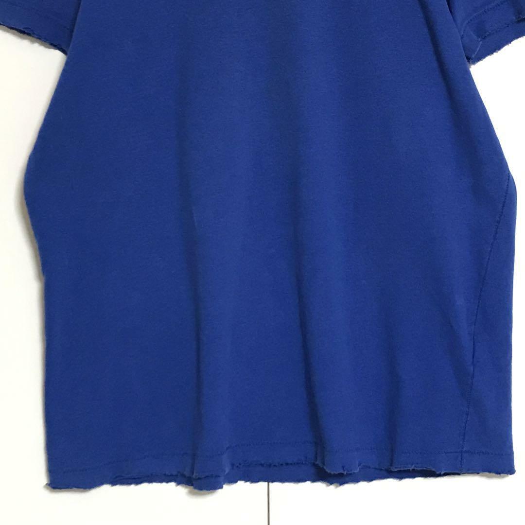Abercrombie&Fitch(アバクロンビーアンドフィッチ)の【ダメージ加工】アバクロンビー＆フィッチ　ロゴ入りTシャツ　ブルー　H903 メンズのトップス(Tシャツ/カットソー(半袖/袖なし))の商品写真