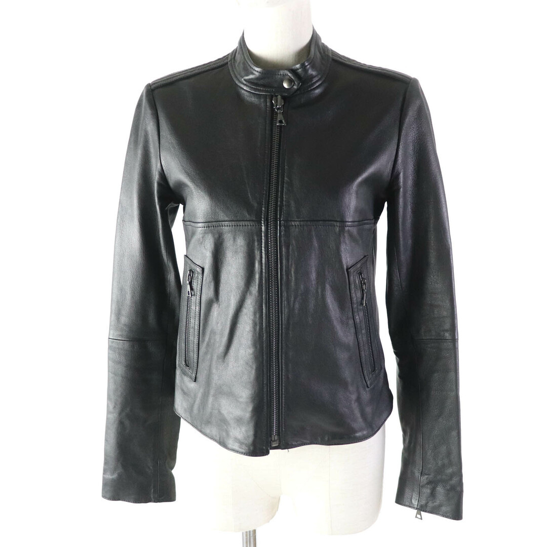 Theory - 極美品★theory セオリー 7160808 ラムレザー シングル ライダースジャケット/アウター ブラック 黒 S 正規品 レディース シンプル◎