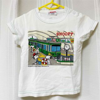 ファミリア(familiar)のfamiliar スヌーピー Tシャツ 白 ホワイト 男の子 ボーイズ でんしゃ(Tシャツ/カットソー)