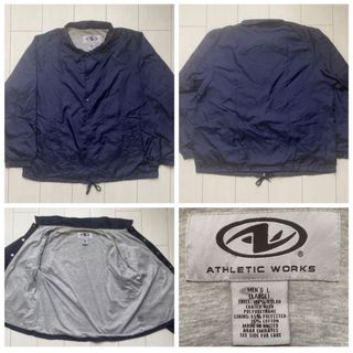 ヴィンテージ(VINTAGE)の90s VINTAGE 無地 NYLON COACH JKT NAVY 紺 XL(ナイロンジャケット)