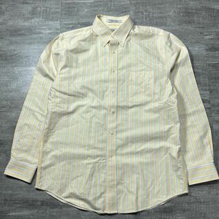 エルエルビーン(L.L.Bean)の美品 L.L.Bean ボタンダウンシャツ ストライプ ビジネスシャツ 33 黄(Tシャツ/カットソー(七分/長袖))