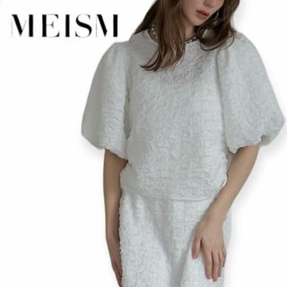 MEISM ワッフルライクふくれジャガードサイドリボントップス