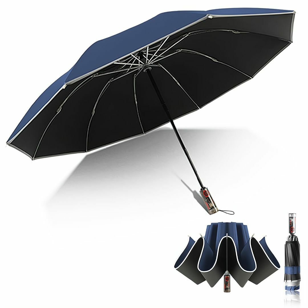 【色: ブルー】KETSUNO 折りたたみ傘 折り畳み傘 ワンタッチ自動開閉 1 メンズのファッション小物(その他)の商品写真